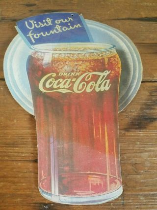 1940 Vintage Coca Cola General Store Display Sign Parlor Cafe Fountain Soda Pop