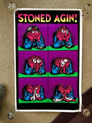 Vintage R Period Crumb 1971 Stoned Agin Velvet Black Light Poster
