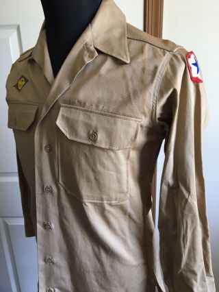 Ww2 Us Army Khaki Cotton Shirt,  Named To A D - Day Vet,  Exc,