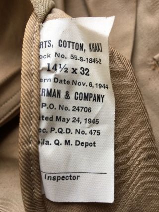 WW2 US Army Khaki Cotton Shirt,  named to a D - Day vet,  EXC, 3