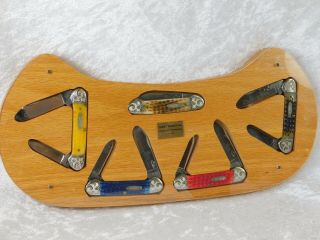 Vtg 1989 Case Xx Canoe Transistion Pocket Knife W/ Wood Wall Display 023