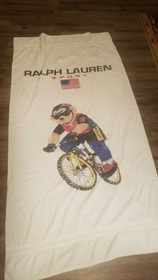 Vtg USA Ralph Lauren Polo Sport Beach 3 Towels polar bear,  safari,  big flag 90s 2
