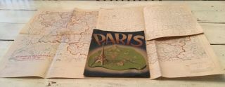 Paris 1945 Post Ww2 V - E Day U.  S.  Army 2770th Engineer Co.  W/characters Sheet,  Map