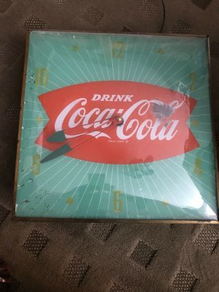 Vintage Coca - Cola Pam Fishtail Clock No Breaks In Crystal.  Does Not Work