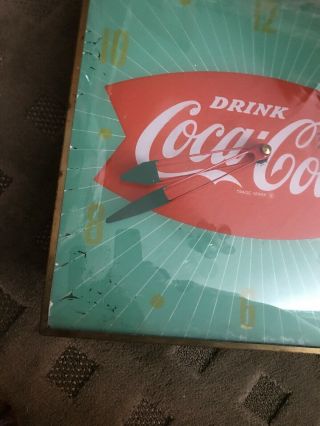 Vintage Coca - Cola Pam Fishtail Clock No Breaks In Crystal.  Does Not Work 2