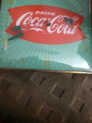 Vintage Coca - Cola Pam Fishtail Clock No Breaks In Crystal.  Does Not Work 4
