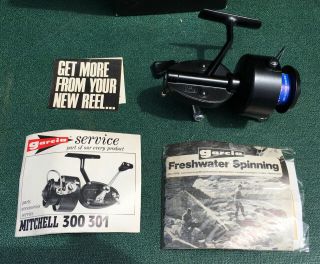 Nos Garcia Mitchell 300 Spinning Fishing Reel Instructions Box Right Hand