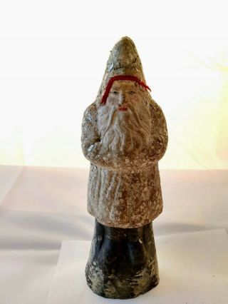 Antique 1890s Early Santa With Mica 9.  6 " White Robe Belsnickle German