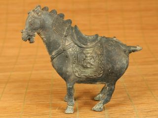 Big Asain Old Bronze Hand Casting Ride Horse Statue Netsuke Table Decoration