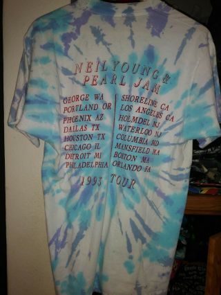 Vintage 90s Neil Young & Pearl Jam Tour 1993 T Shirt Large 2
