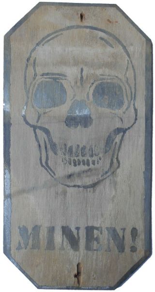 Germany Sign Attention Mines Wwii Skull German Text Minen Ww2 Military Plywood