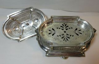Fabulous Antique Silver Plated Butter Dish Lion Head Handles Germany 5
