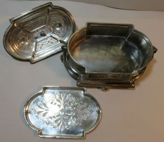 Fabulous Antique Silver Plated Butter Dish Lion Head Handles Germany 6