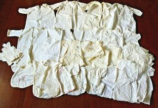 25,  Antique Vintage Baby Clothes Dresses Bonnet Lace Trim Tlc Repair 40 