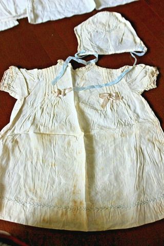 25,  Antique Vintage Baby Clothes Dresses Bonnet Lace Trim TLC Repair 40 ' s Dolls 8