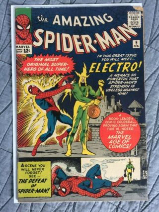Rare 1963 Silver Age Spider - Man 9 Key 1st Electro Complete