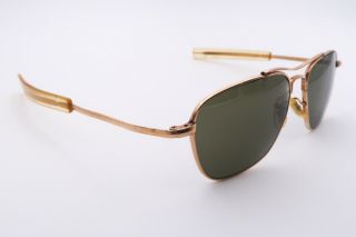 Vtg Ao American Optical 1/10 12k Gf Gold Aviator Sunglasses Frames 52mm B158