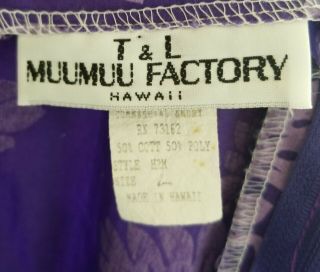 VTG T&L Muumuu Factory Women ' s Aloha HAWAIIAN Long Dress Sz.  L 7