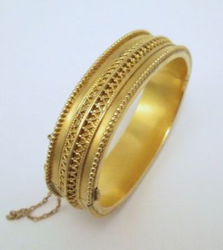 Antique Victorian Etruscan Revival Hinged Bangle Bracelet