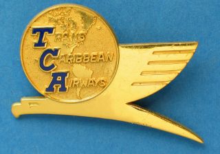 9 Vintage Tca Trans Caribbean Airways Uniform Or Cap Wing Uniform Badge 14k