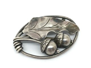 Georg Jensen Sterling Silver Leaf Acorn Pin Brooch