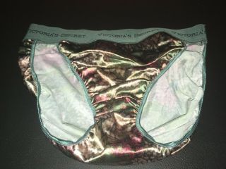 Vtg Victorias Secret Hi Cut Rio Signature Band Second Skin Satin Sz L Nwot Green