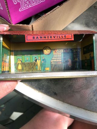 Bannerville Small Tin Lithographed Railroad Depot 6 3/4 " W 3 " D X 3 " H