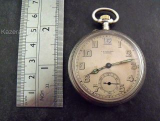 WW1 Period Solid Silver J W Benson - Francois Borgel Fob Pocket Watch 7