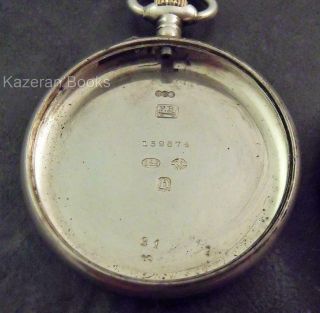 WW1 Period Solid Silver J W Benson - Francois Borgel Fob Pocket Watch 8