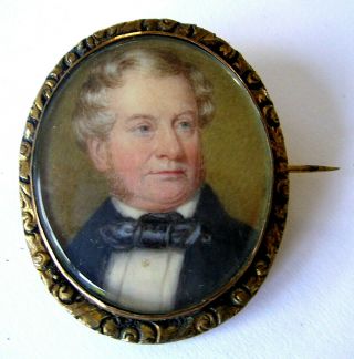 1857 & Signed Portrait Miniature Of A Victorian Gent Vintage Antique