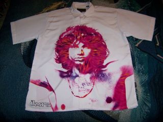 Vintage The Doors Dragonfly Button Dress Collar Bowling Shirt M Jim Morrison