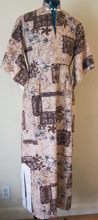 Vintage 1950s Stan Hicks Hawaiian Casuals Pake Muu Cotton Dress B34 Sz XS Hawaii 4