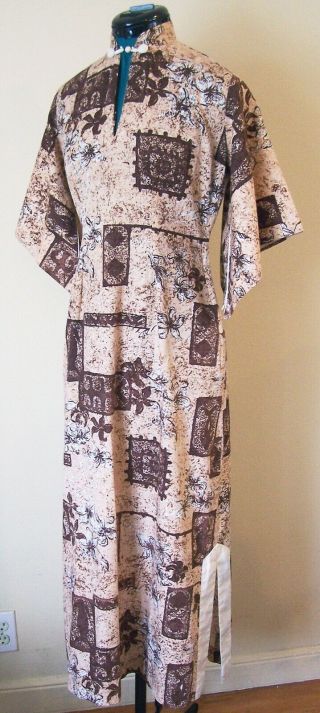 Vintage 1950s Stan Hicks Hawaiian Casuals Pake Muu Cotton Dress B34 Sz XS Hawaii 5