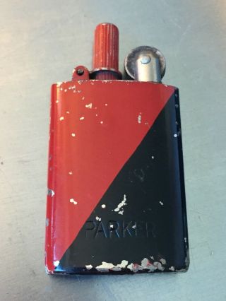 Vintage Meb Parker Flip Top Pocket Lighter - Austria - Patent 1912 Red & Black