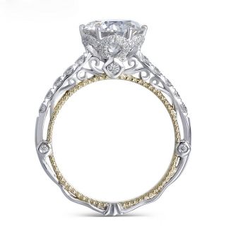 14k White And Yellow Gold F Color Moissanite Diamond Vintage Engagement Ring