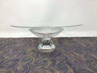 Signed Vintage Steuben Crystal Art Glass 10.  5 " Pedestal Bowl,  Compote,  Centerpie