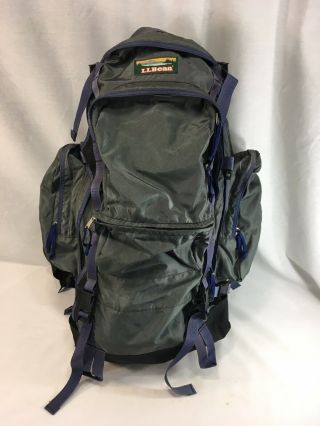 Vtg Ll Bean Large Backpack Hiking Trail Bag Gray Internal Frame Lumbar Support