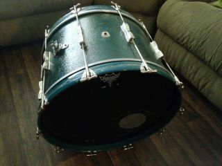 Vintage Ludwig 22 Club Date Bass Drum In A Faded Blue Sparkle Transtion Badge