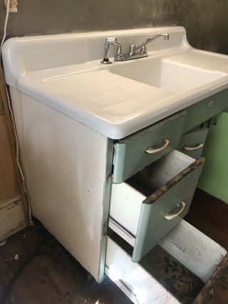 Vintage Kitchen Sink With Cabinet From Victorian Home 6