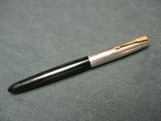 Vintage Parker " 51 " Fountain Pen/made In U.  S.  A.  8/black & Chrome/plunger Fill