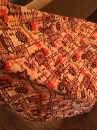 Vintage Barkcloth Fabric Tablecloth Orange Brown 7ft X 59” Tiki Mid Century 4