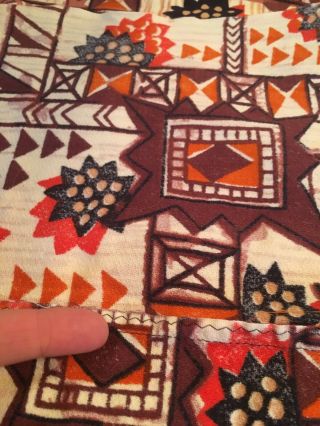 Vintage Barkcloth Fabric Tablecloth Orange Brown 7ft X 59” Tiki Mid Century 6