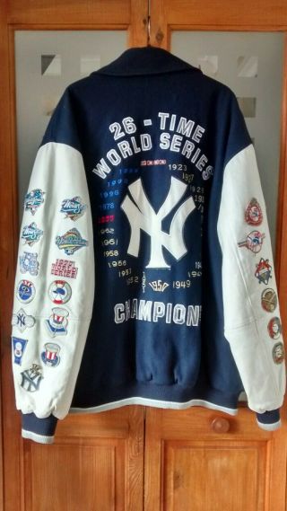 Vintage Rare York Yankees World Series Wool & Leather Jacket Xxl/xxg
