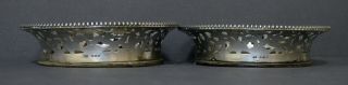 FINE 1929 PAIR AUSTRIAN ENGLISH STERLING SILVER BOTTLE COASTERS WINE DRINKING 2