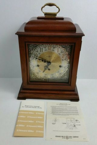 Vtg Howard Miller 612 - 429 Triple Chime Cherry Mantel Carriage Grandfather Clock