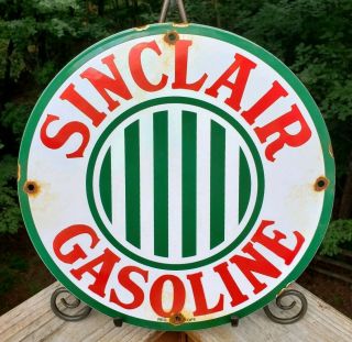 Vintage Sinclair Oil Gasoline Porcelain Station Pump Plate Sign