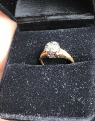 Estate 14k 18k Gold Ring With Five Diamonds Cocktail Wedding Sz 4 2