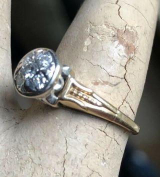 Estate 14k 18k Gold Ring With Five Diamonds Cocktail Wedding Sz 4 3