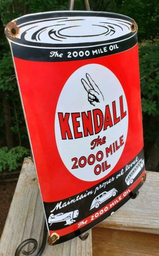 VINTAGE OLD KENDALL MOTOR OIL CAN PORCELAIN GAS PUMP SIGN ADVERTISING 3