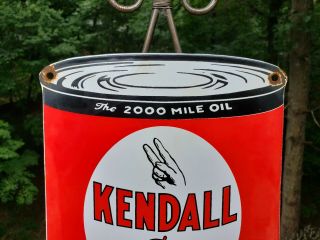 VINTAGE OLD KENDALL MOTOR OIL CAN PORCELAIN GAS PUMP SIGN ADVERTISING 4